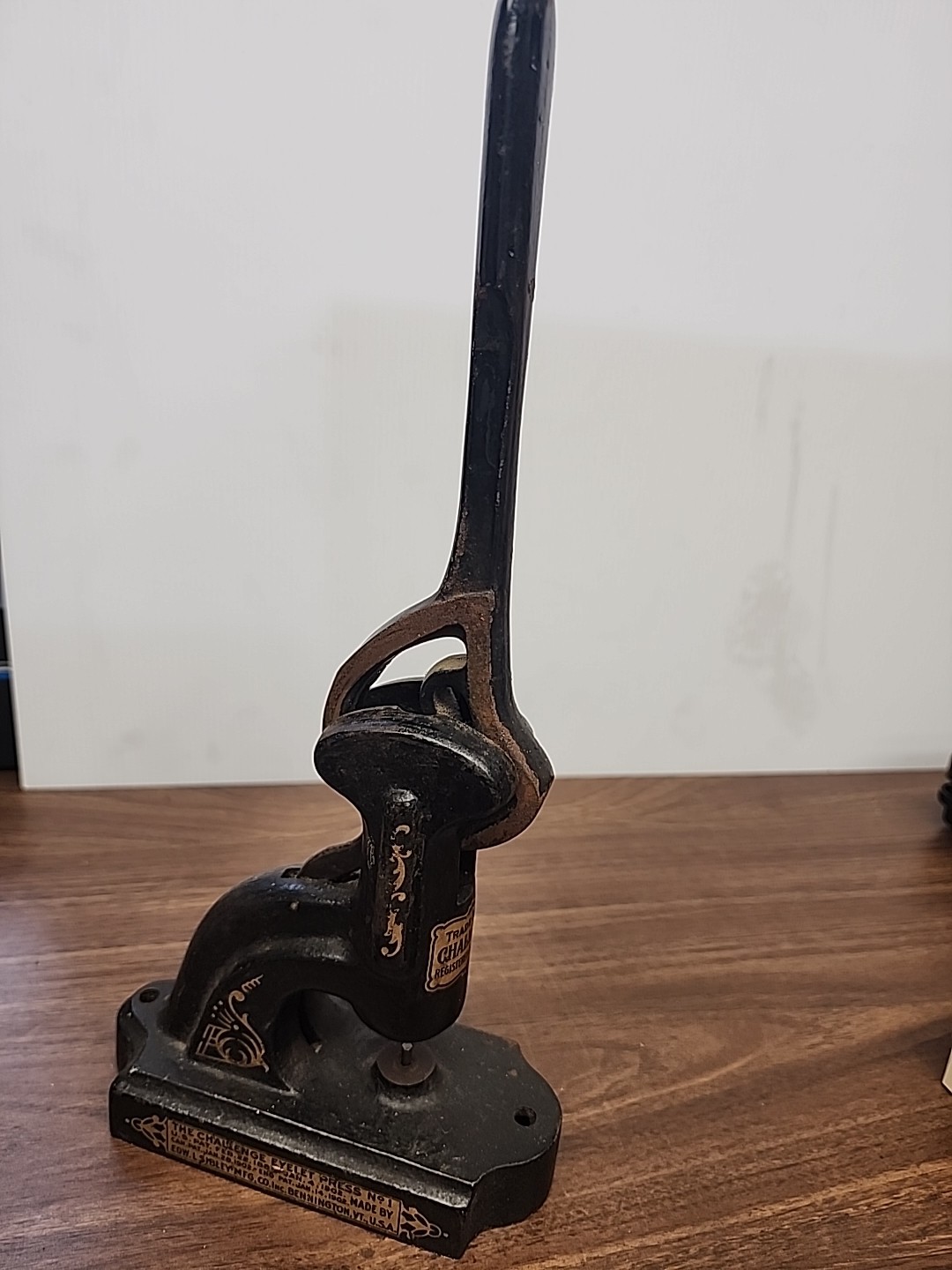Challenge No. 1 Bench Mount Cast Iron Eyelet Press Riveter - Patd Jan 14, 1902