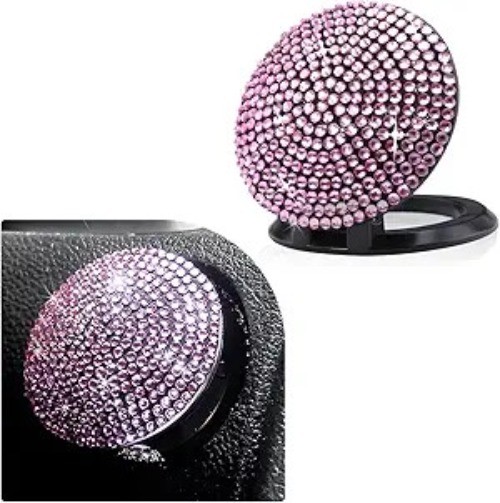 Car Start Stop Button Cover, Anti-Scratch Bling Push Start Button Ignition Pink