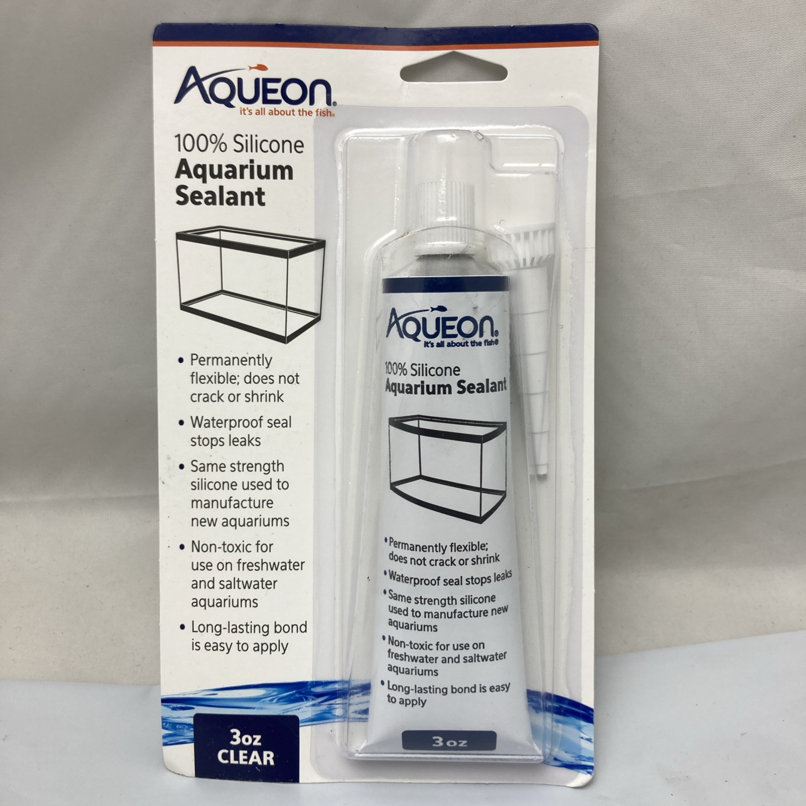 Aqueon Aquarium Sealant Clear 3 Ounces  100% Silicone, Stops Leaks Non-toxic