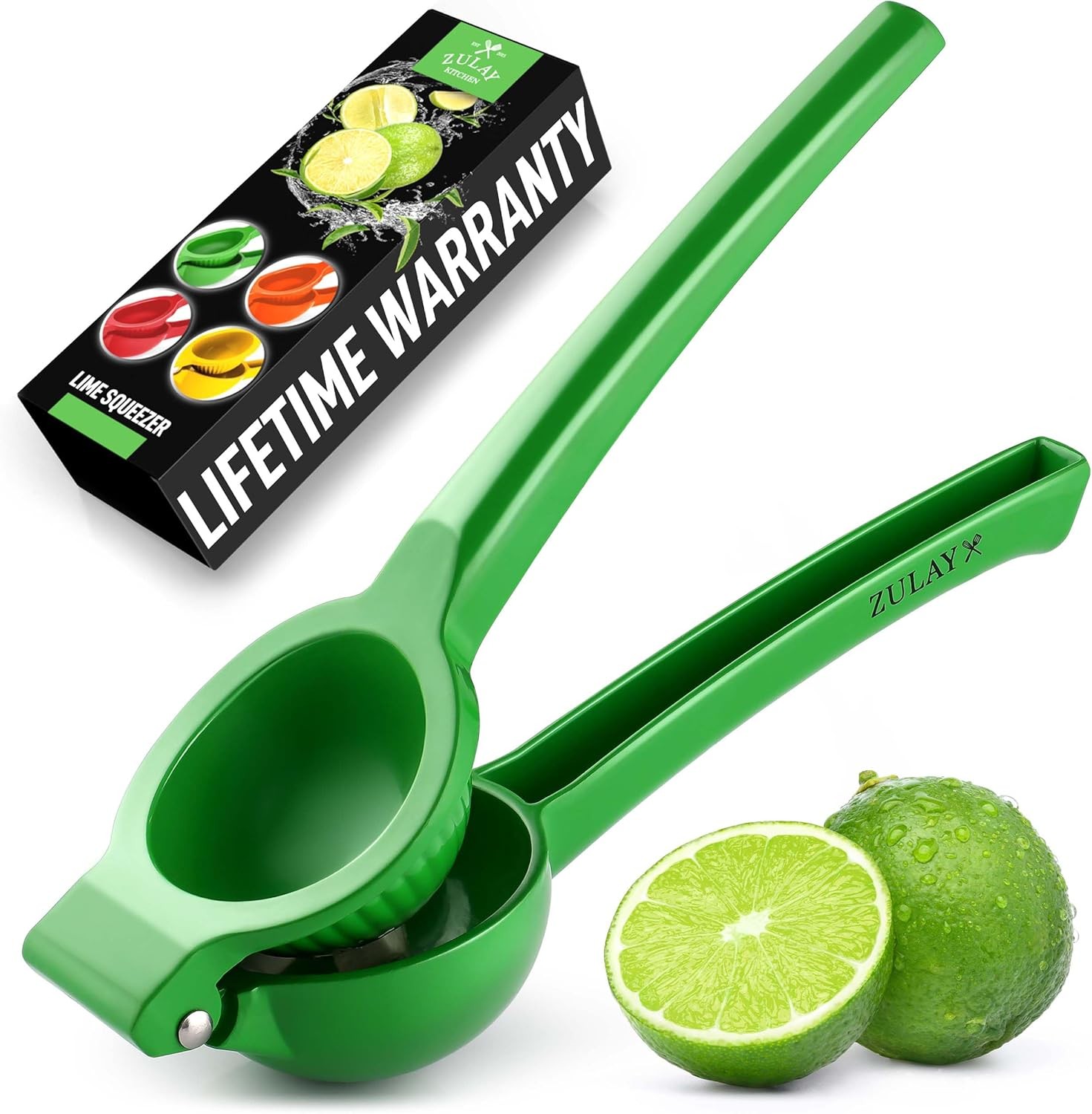 Zulay Metal Lime Squeezer Heavy Duty Citrus Juicer Green New