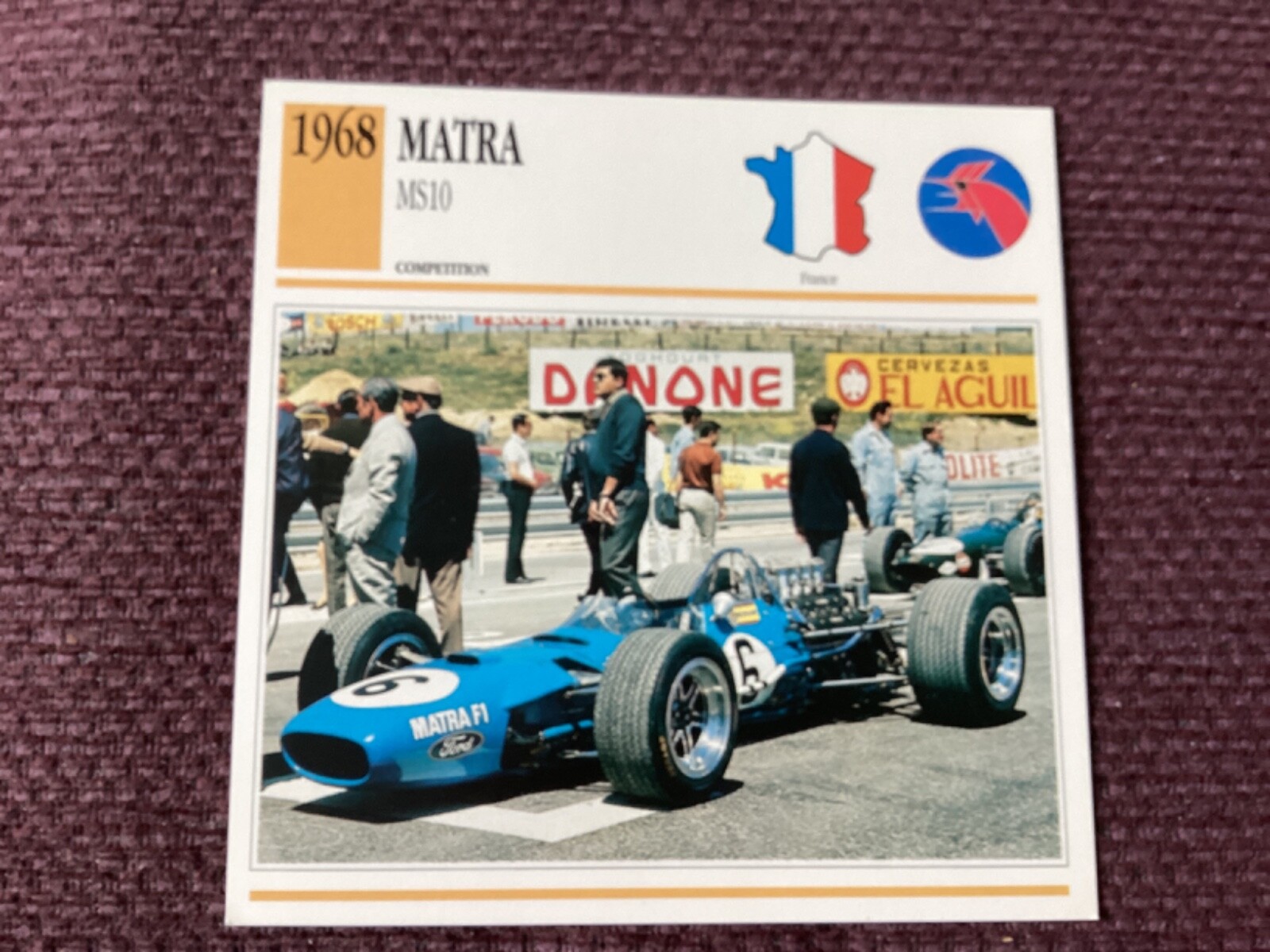 Matra MS10,   1968,  Competition Car, France,  Collectors Card