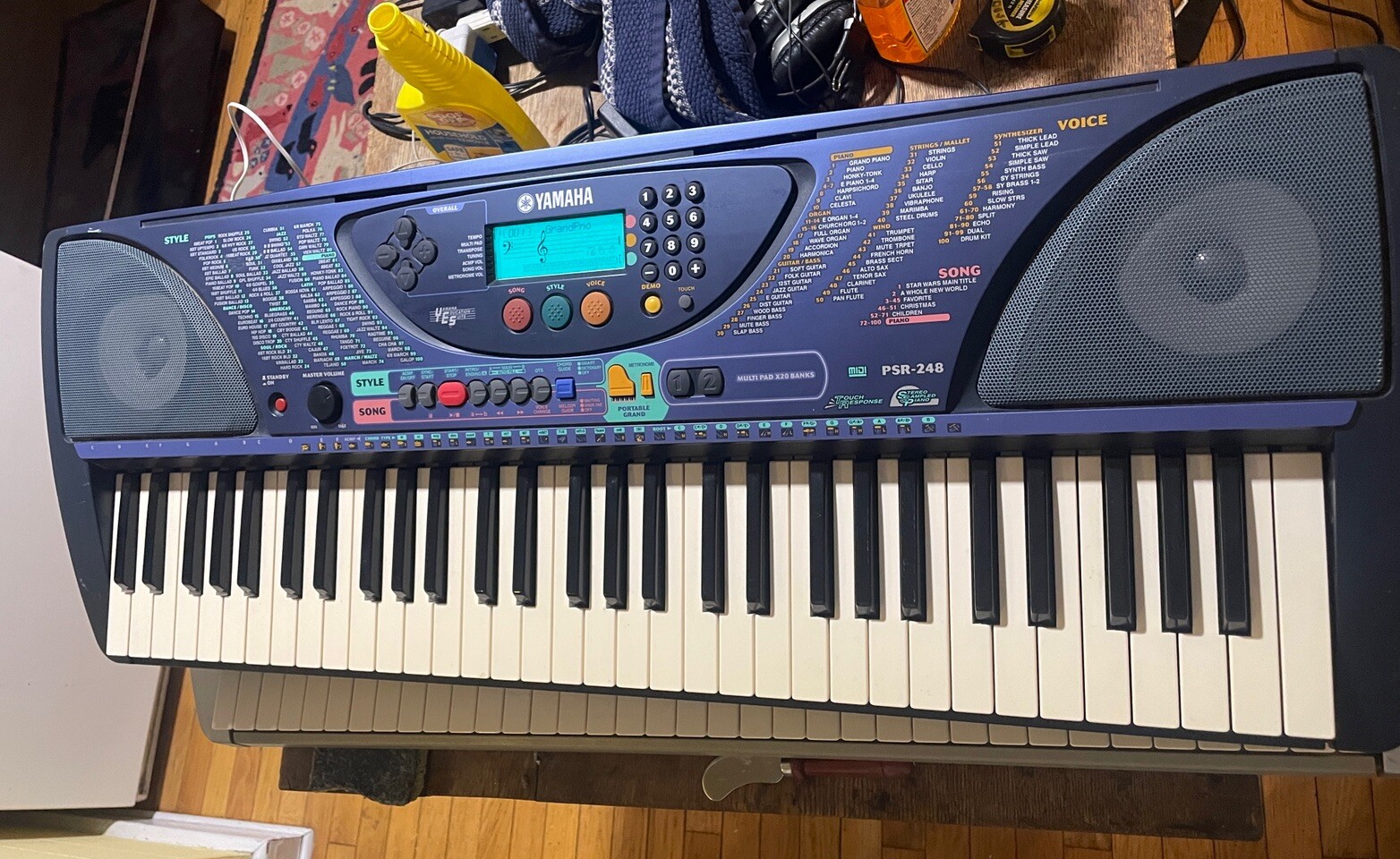 Yamaha PSR-248 Electronic Keyboard 61 Key - Tested With Power Supply