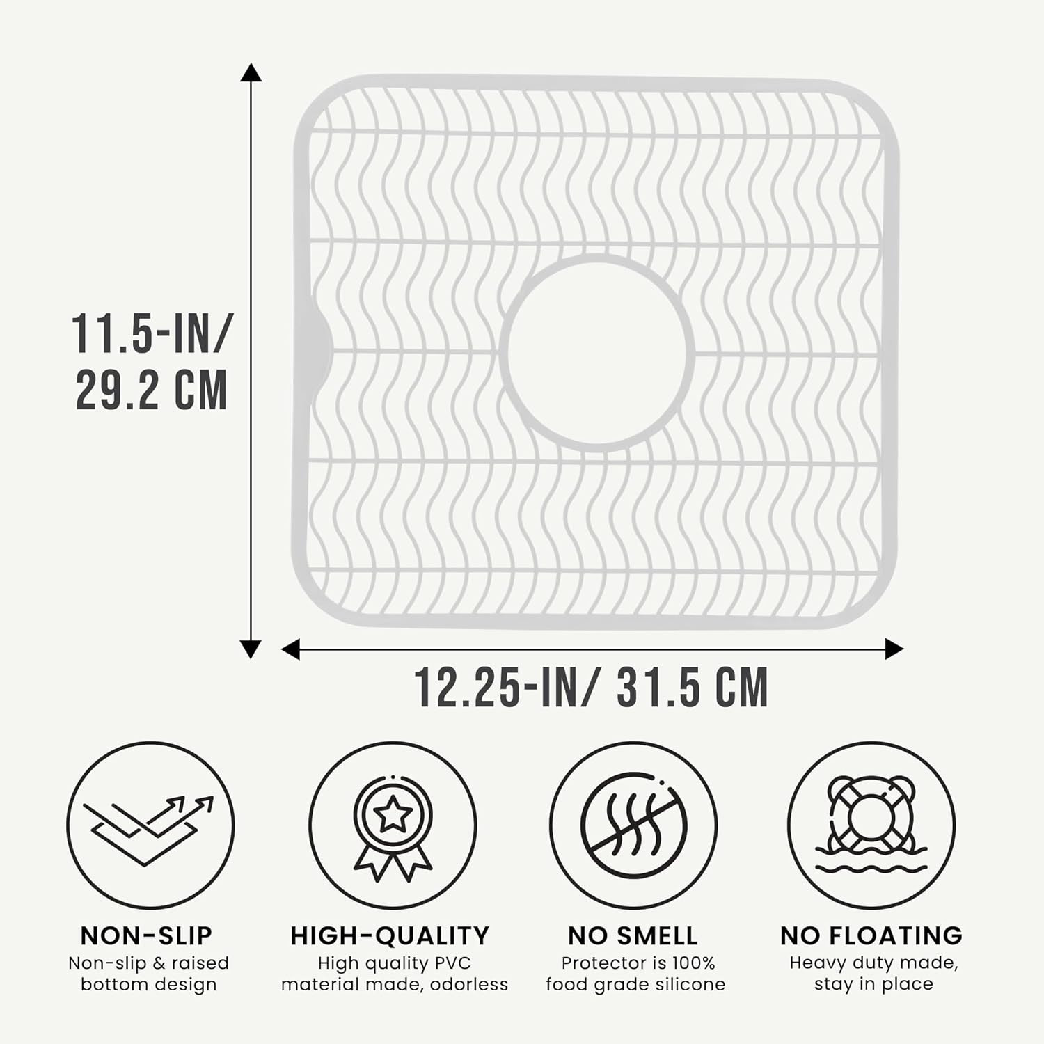 2 Pc Kitchen Sink Protector Mat, 12x11in, Plastic Grid, White