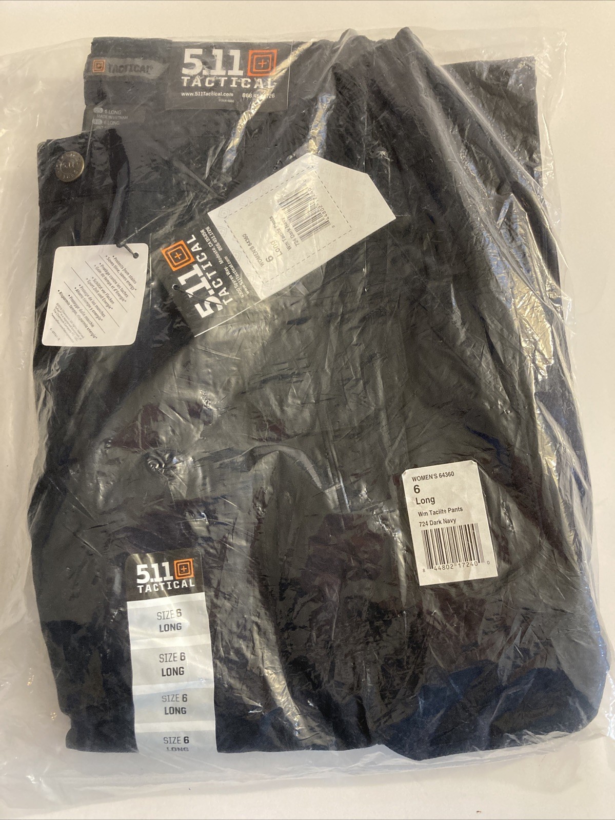 NWT 5.11 Tactical Womens Taclite Pro Pant Sz 6 Long Dark Navy 64360 New Sealed