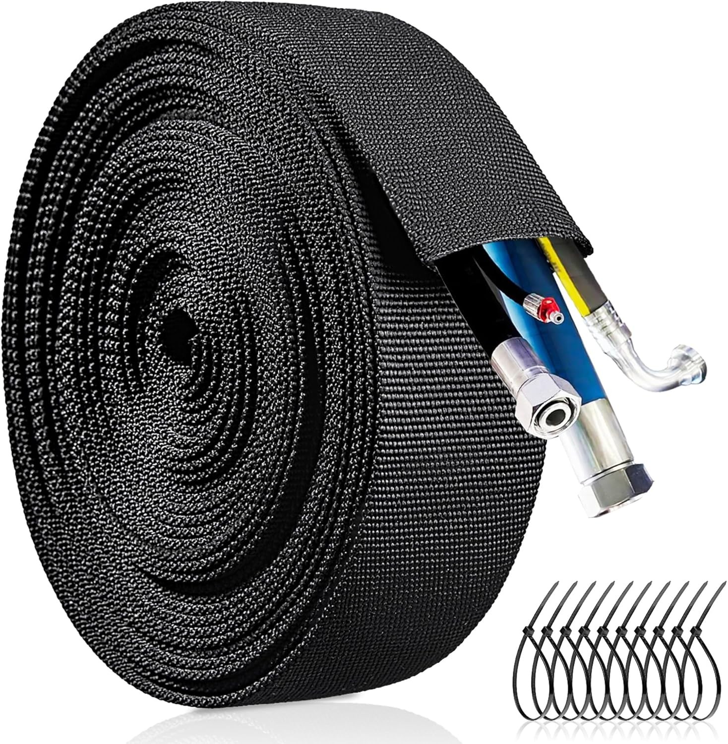Nylon Hydraulic Hose Protector Sleeve 26.5ft - 1.3 inch ID Hose Sheath Hydrau...