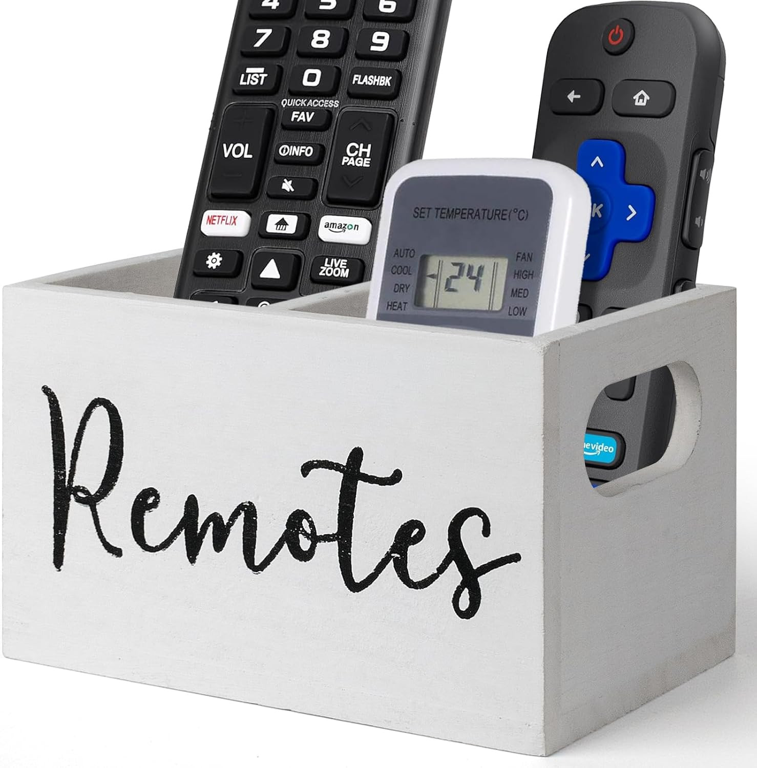 Remote Control Holder, Wooden TV Remote Holder for Table, Remote Caddy Organizer