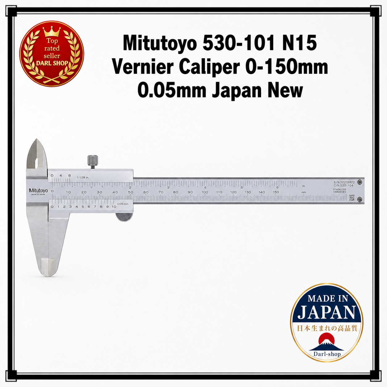 Mitutoyo 530-101 N15 Vernier Caliper 0-150mm 0.05mm Japan New