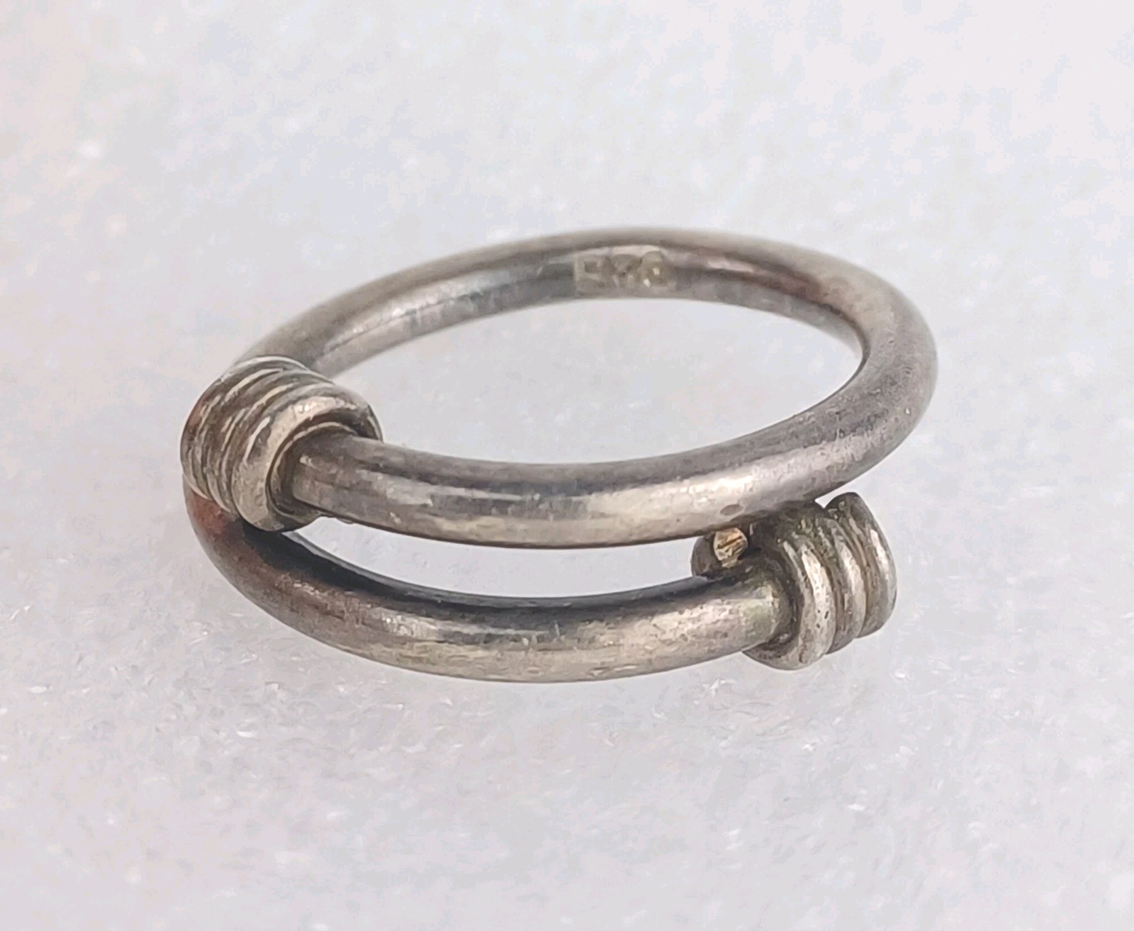925 Silver Coiled Ends Artisan Ring Size 6