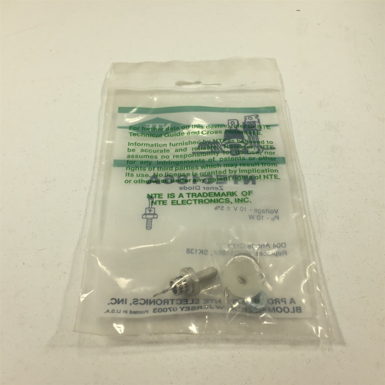 (1) NTE NTE5186A Zener Diode, 10 Watt