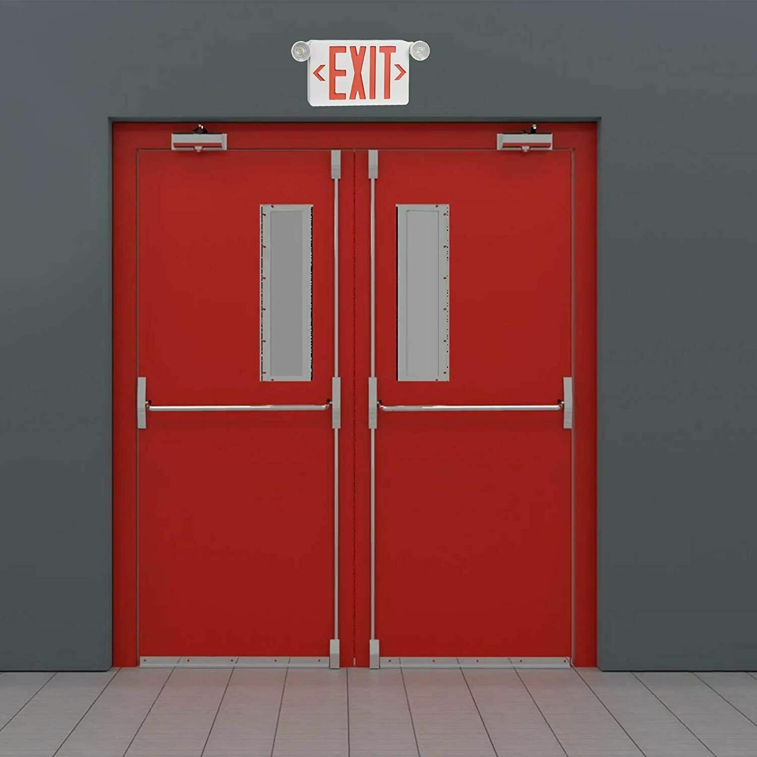 2-Pack Red LED Exit Emergency Sign Lights US Battery Backup Emergency Lighting