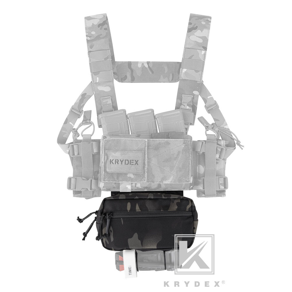 KRYDEX Tactical Drop Pouch SACK Chassis Hook & Loop For Chest Rig Black MC Camo