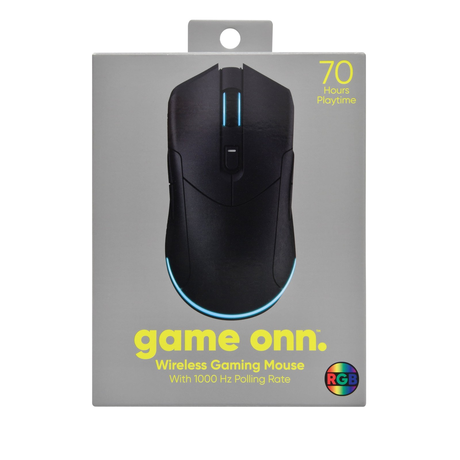 onn Rechargeable Wireless Gaming Mouse with LED Lighting, 8 Programmable Buttons
