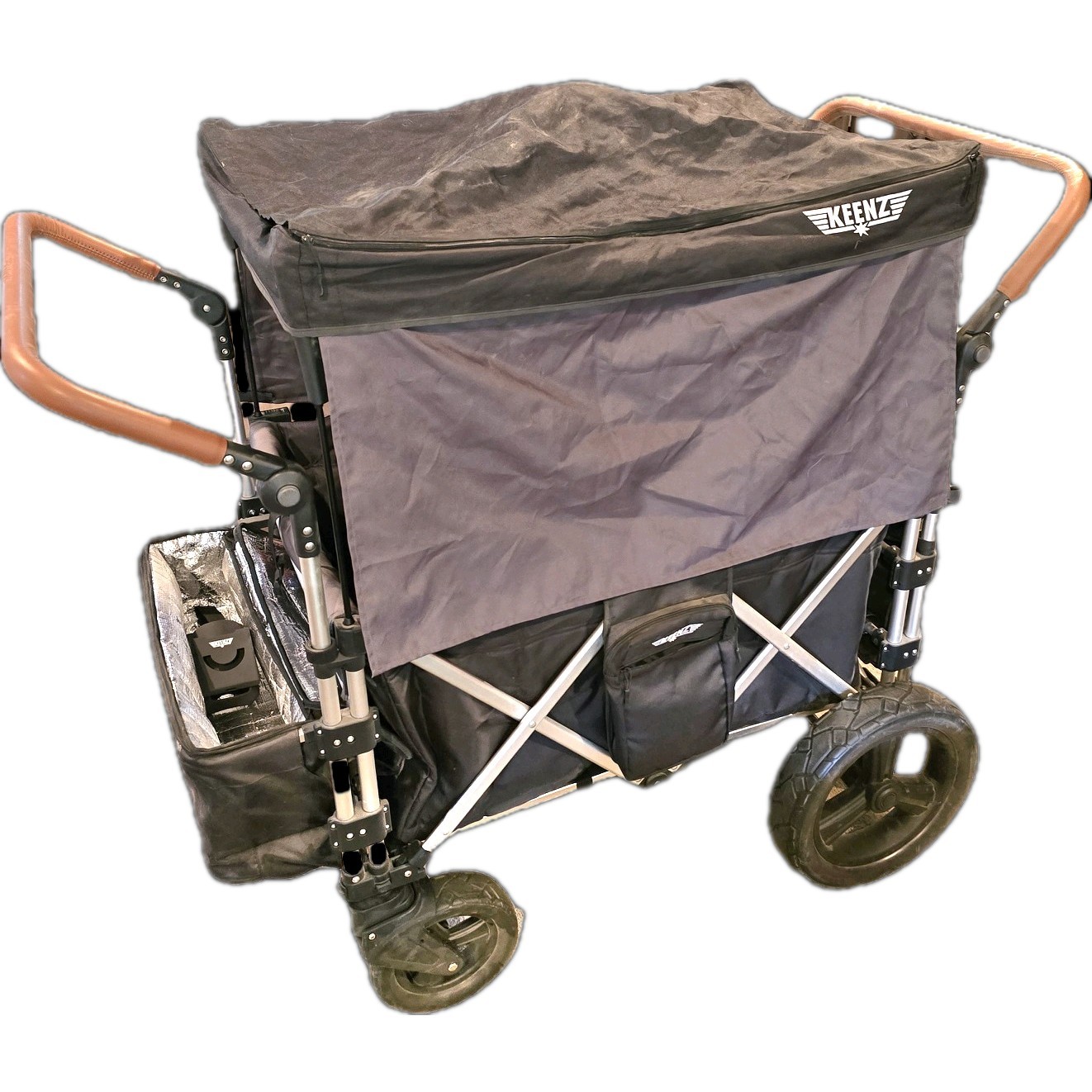 Keenz 7s Stroller Wagon - Gray includes canopies and all accessories.