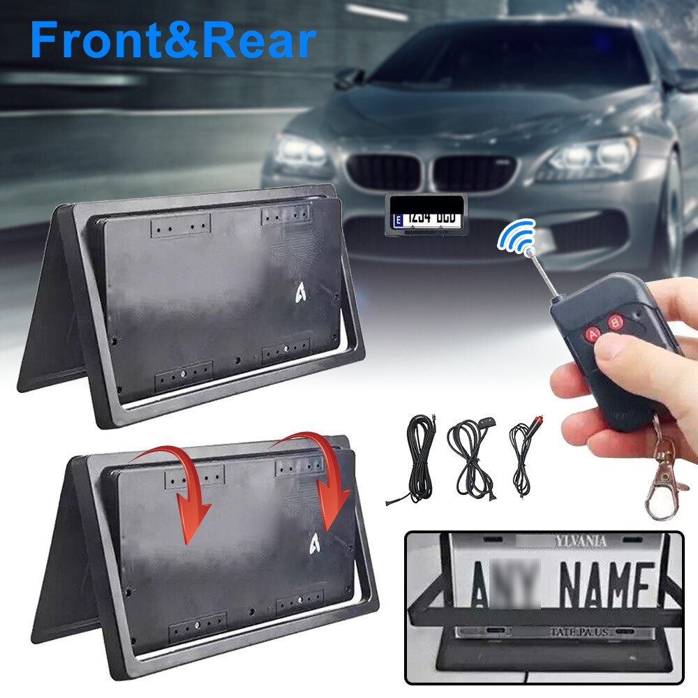 Car Front+Rear Plate Frame Holder with Wireless Remote US Standard For Car Shows
