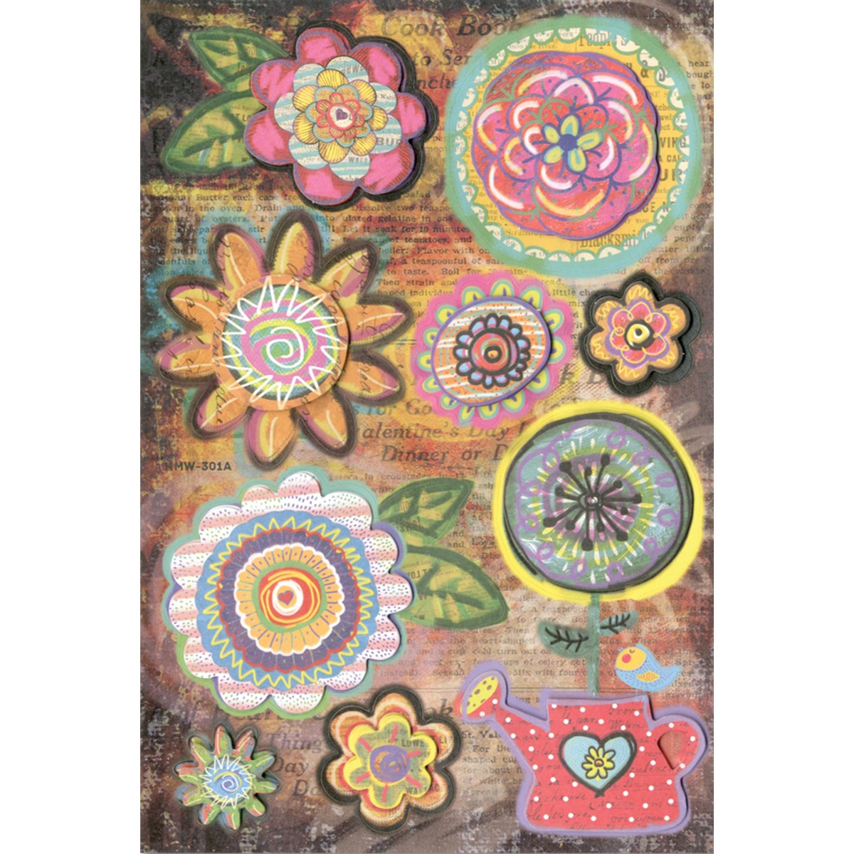 Multicraft Boho-Chic 3d Stickers-Daisy - 6 Pack