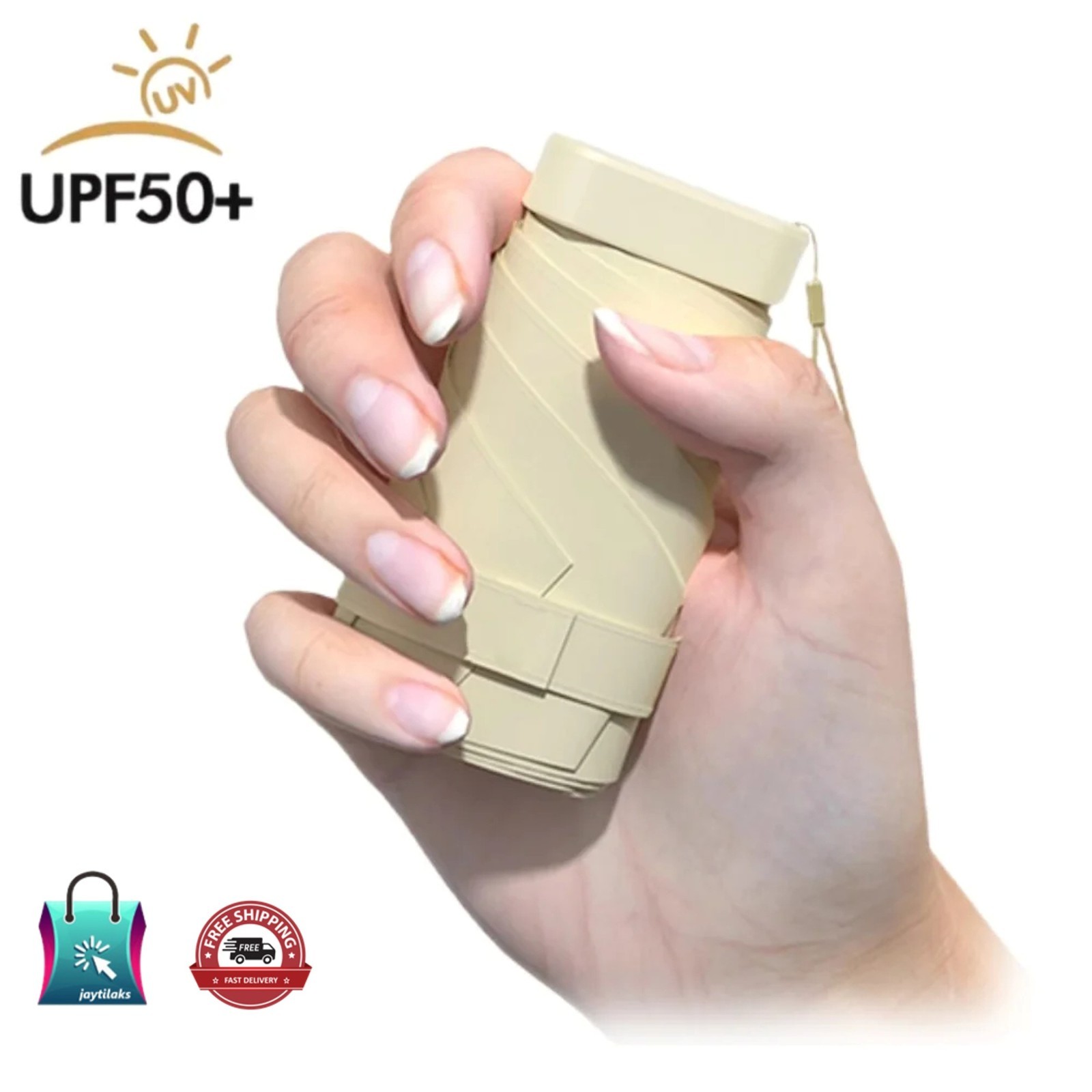 Mini UV Folding Umbrella UPF50+ Sunshade Lightweight Travel Parasol for Women