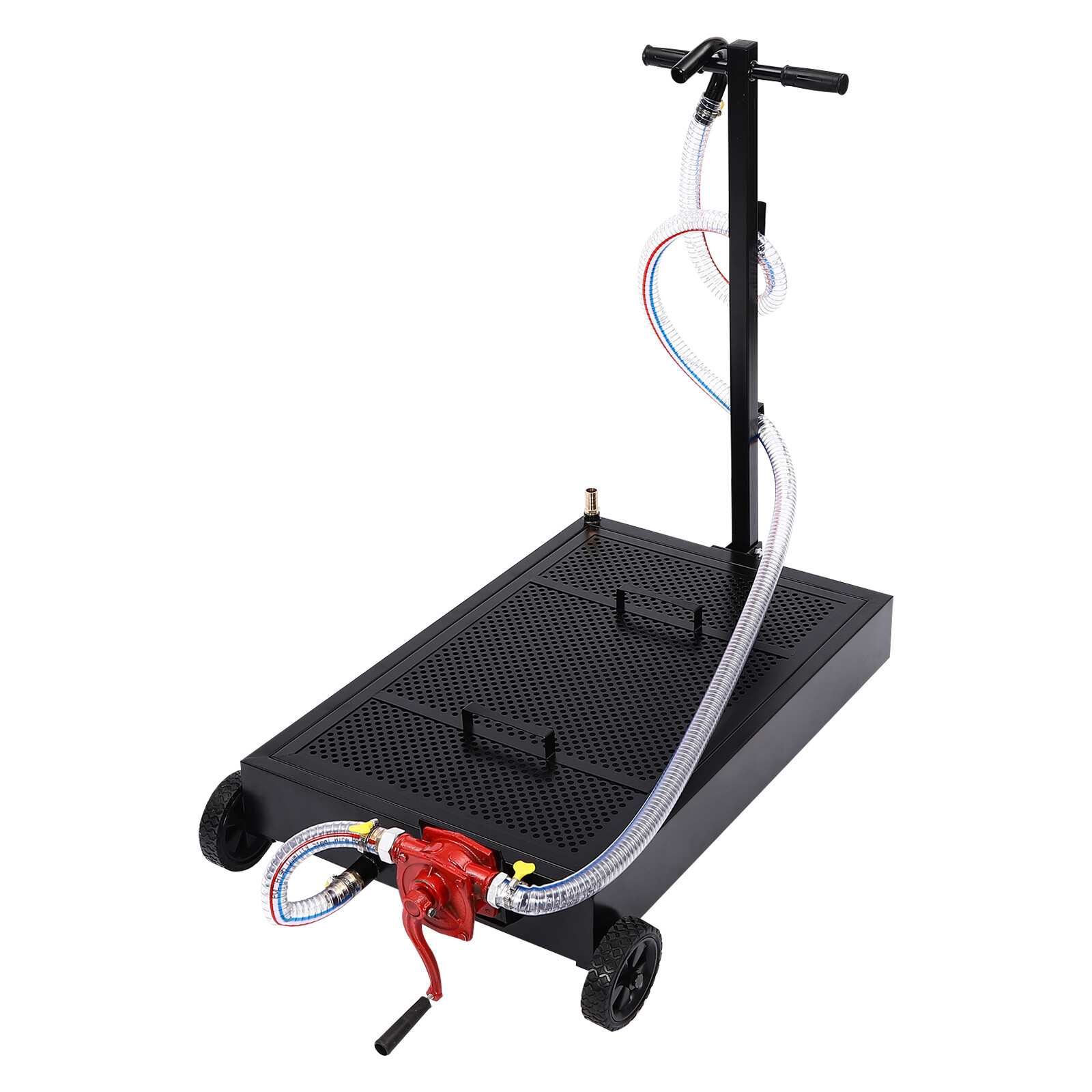 Oil Drain Pan 15 Gallon Oil Drain Tank Oil Change Pan with Manual Rotary Pump