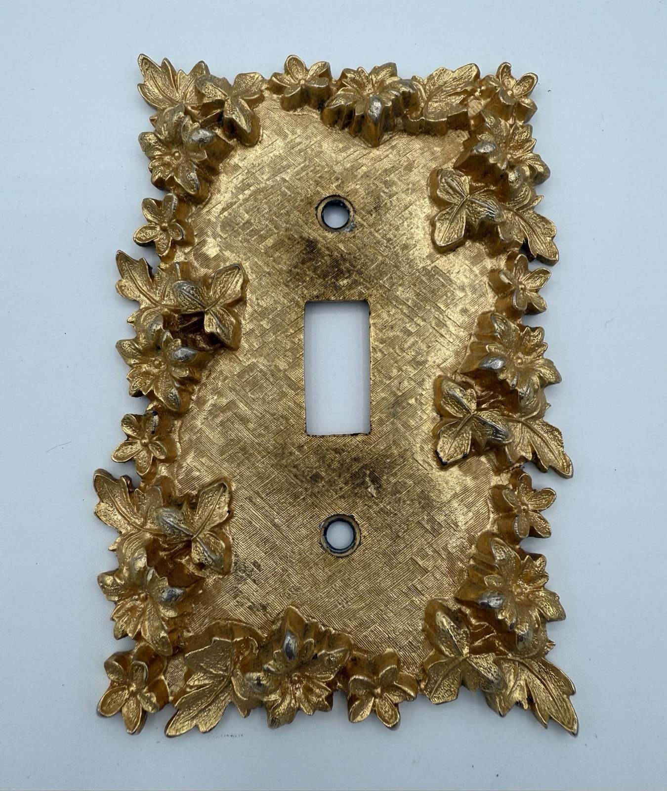 Vintage Florenta of California Switchplate Cover Heavy Metal Flowers Leaves 1970