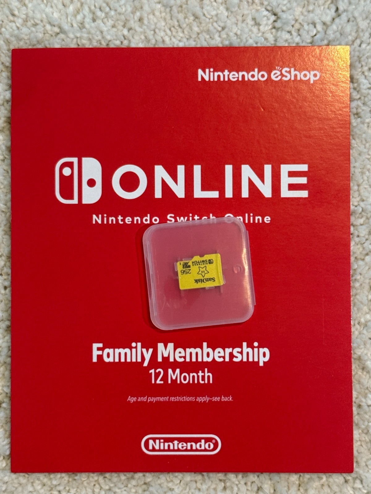 Sandisk 256gb Micro SD Card for Nintendo Switch with Family Membership 12 Months