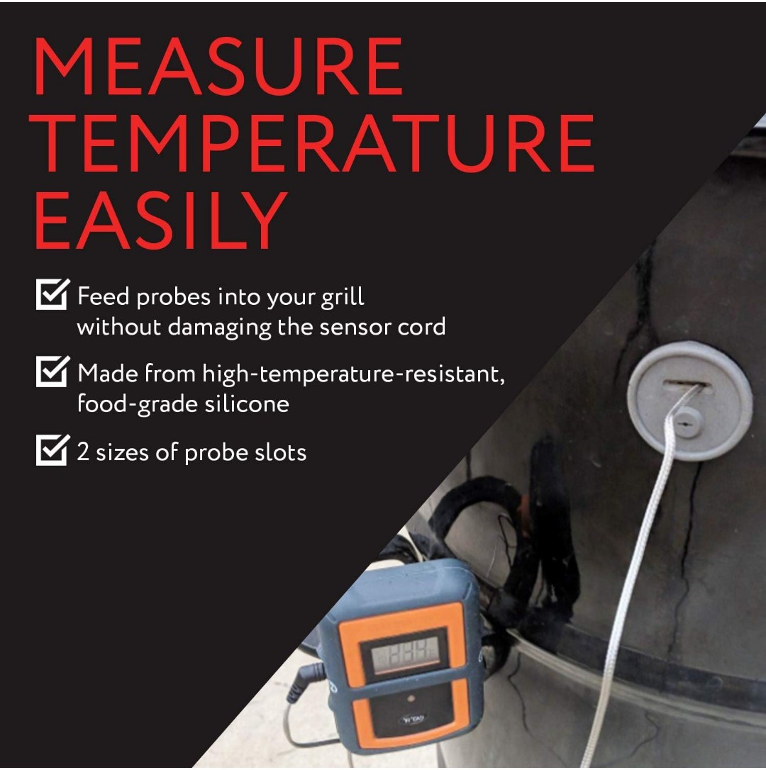 IMPRESA 2 Pack Thermometer and Probe Grommet for Grills - Compatible with Weber