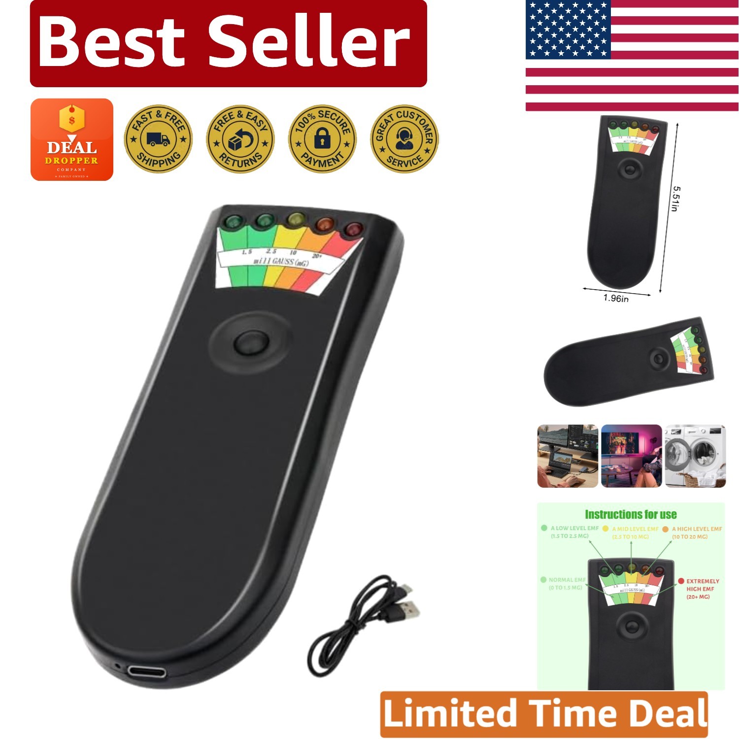 Lightweight Portable EMF Detector for Enhanced Safety & Paranormal Exploration