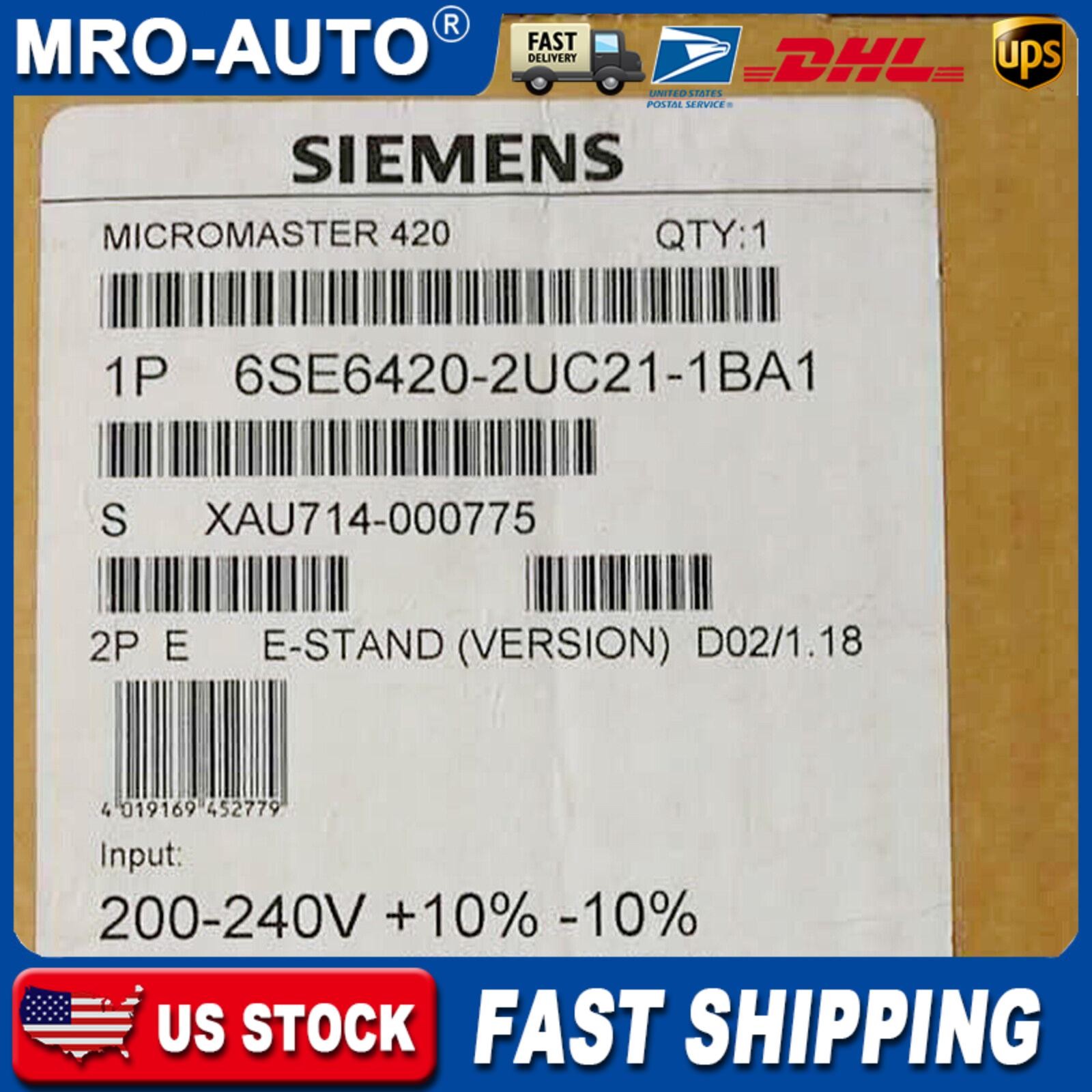 New Siemens 6SE6420-2UC21-1BA1 6SE6 420-2UC21-1BA1 1 Year Warranty Fast Shipping