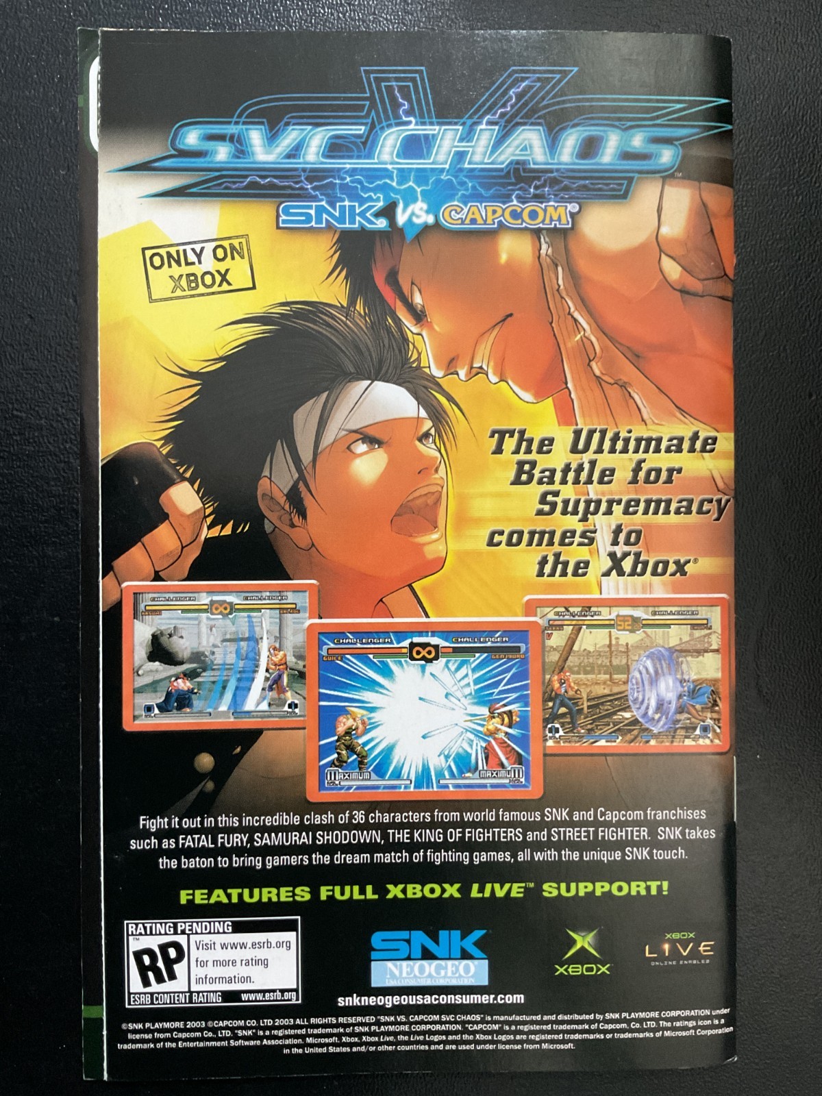Metal Slug 3 Microsoft XBOX Instruction Manual Only