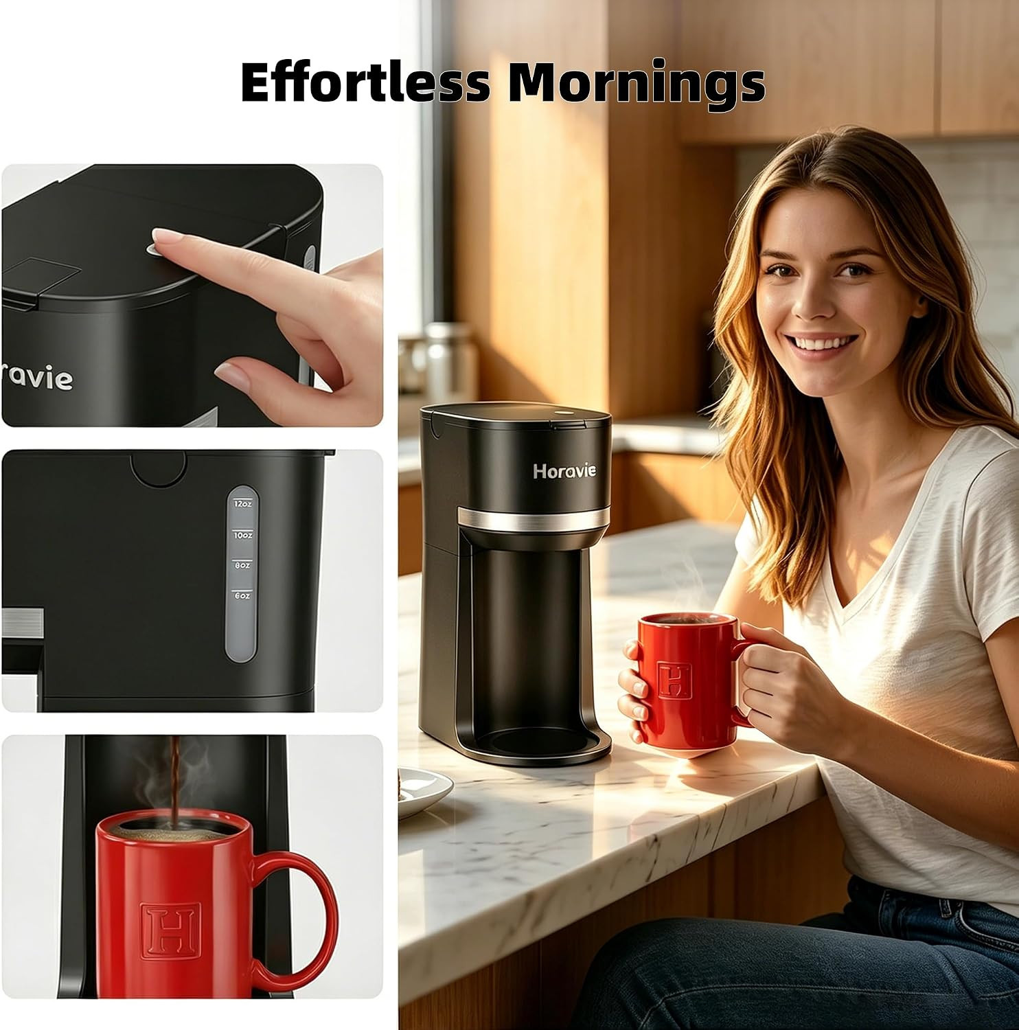 Small Single Serve Coffee Maker for K Cup and Grounds, Fast Brew One Cup Coffee