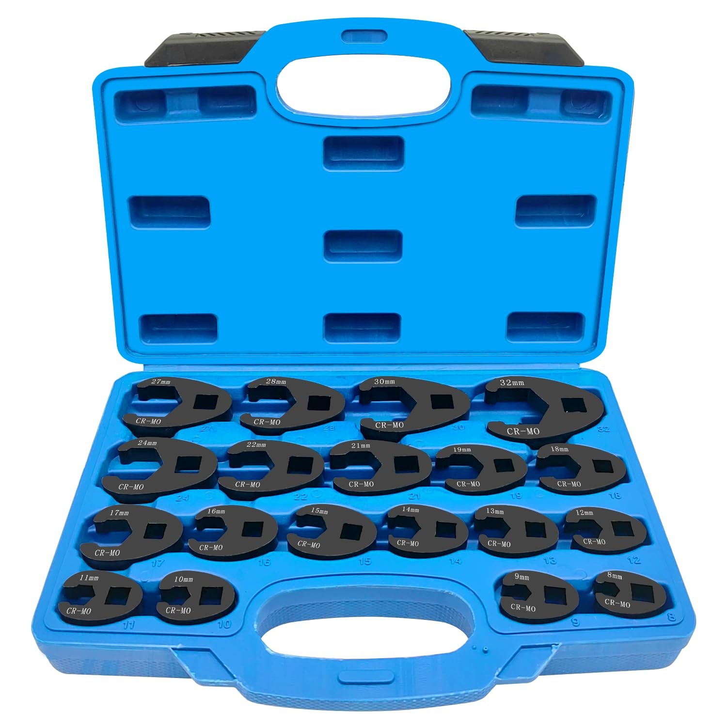 19PC 3/8” and 1/2” Drive Jumbo Crowfoot Flare Nut Wrench Set, Metric Tool 8 t...