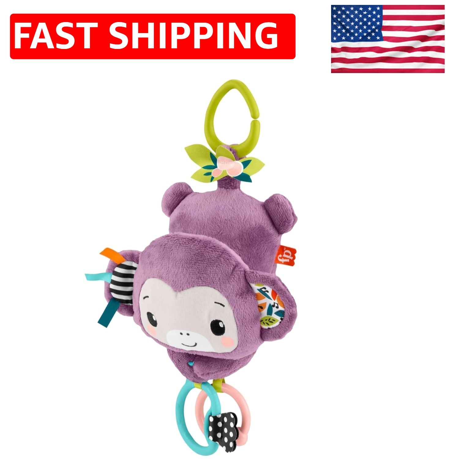 Interactive Sensory Toy for Infants: Fisher-Price Sing & Go Purple Monkey