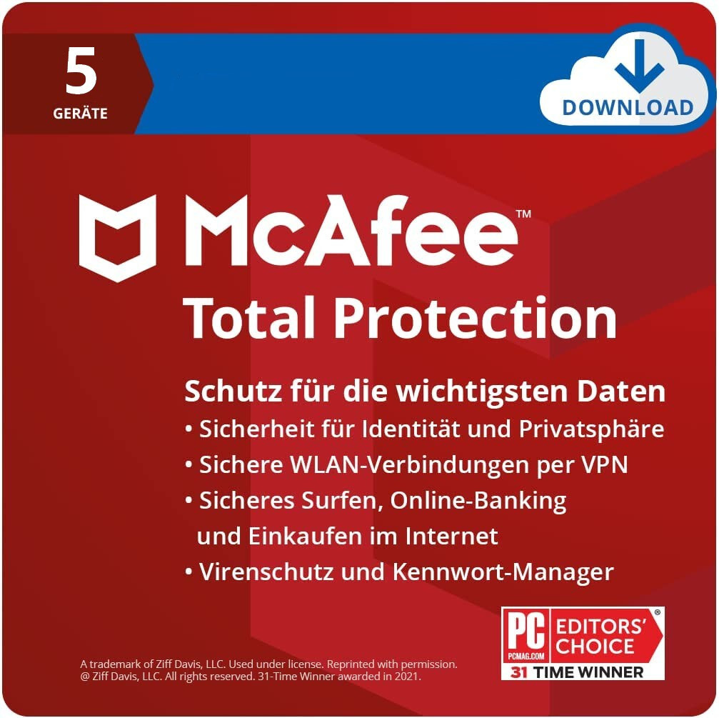 McAfee Total Protection 2026 5 Devices 1 Year | FULL VERSION / Upgrade | Antivirus