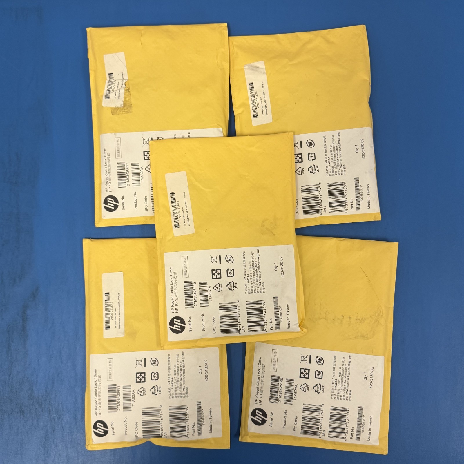 SEALED LOT OF 5 HP Keyed Cable Lock 10mm T1A62AA w/ FREE SHIPPING