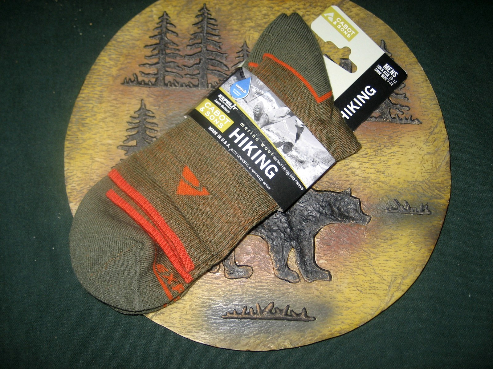 CABOT&SONS ALL-SEASON MENS SHOE SIZE 9TO12 CREW HIKING SOCK MERINOWOOL BLEND