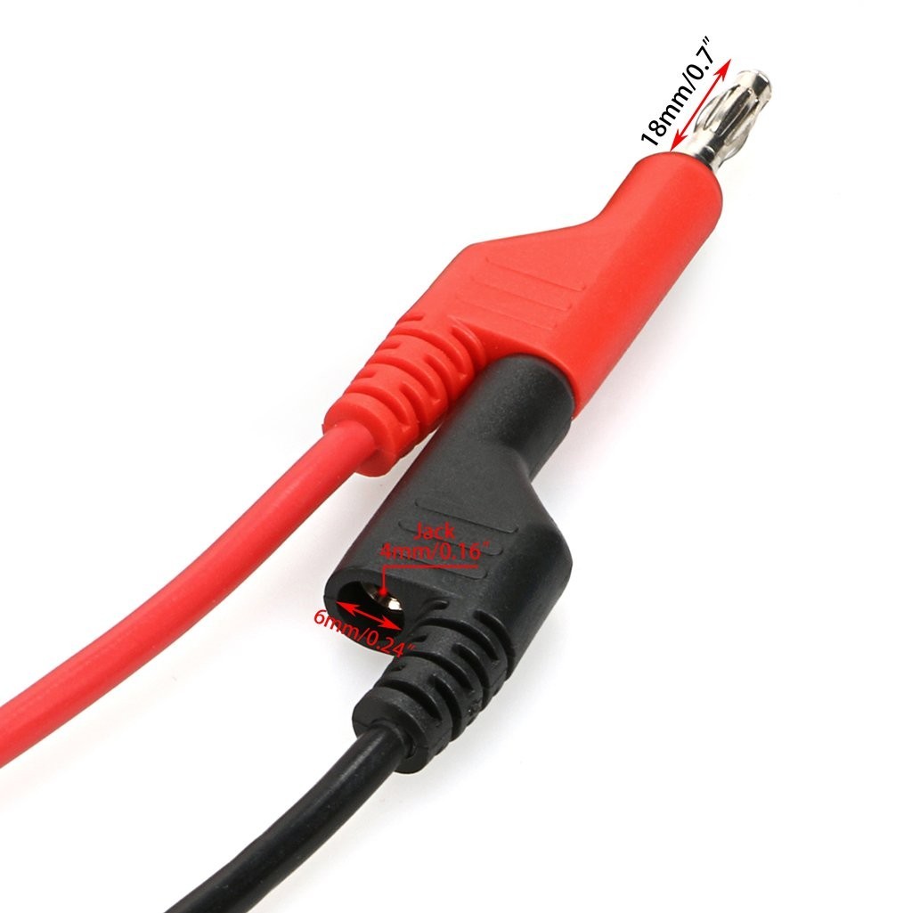 Multimeter Banana Plug to Crocodile Alligator Clip Probe, 2PCS 4mm Stackable...