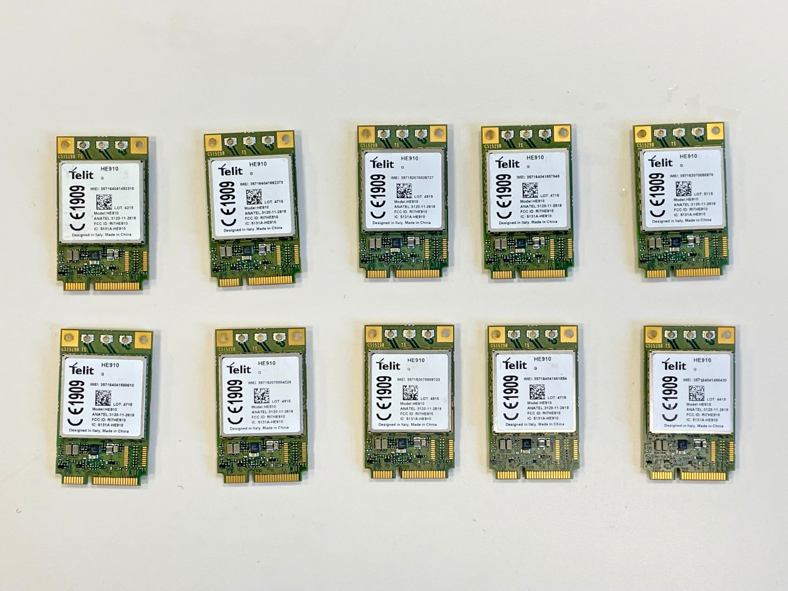 Lot of 10 Telit Model Number #HE910 Wireless Card