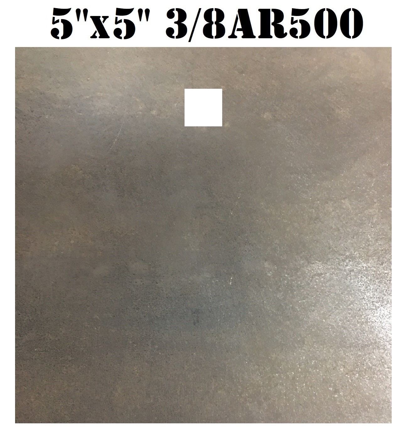 3/8" AR500 5"x5" Square Steel Shooting Target - Pistol & RIfle Gong - 1/2" Hole
