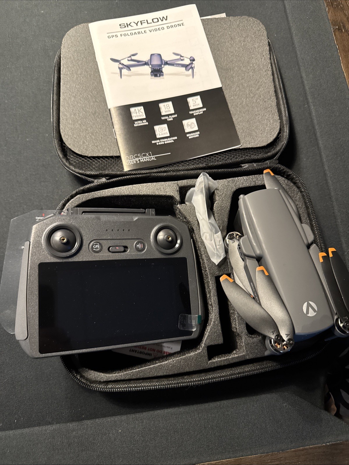 Vivitar Skyflow GPS Drone 4K UHD - 3-Axis Gimbal - 5" Touchscreen  - DRCSCX1