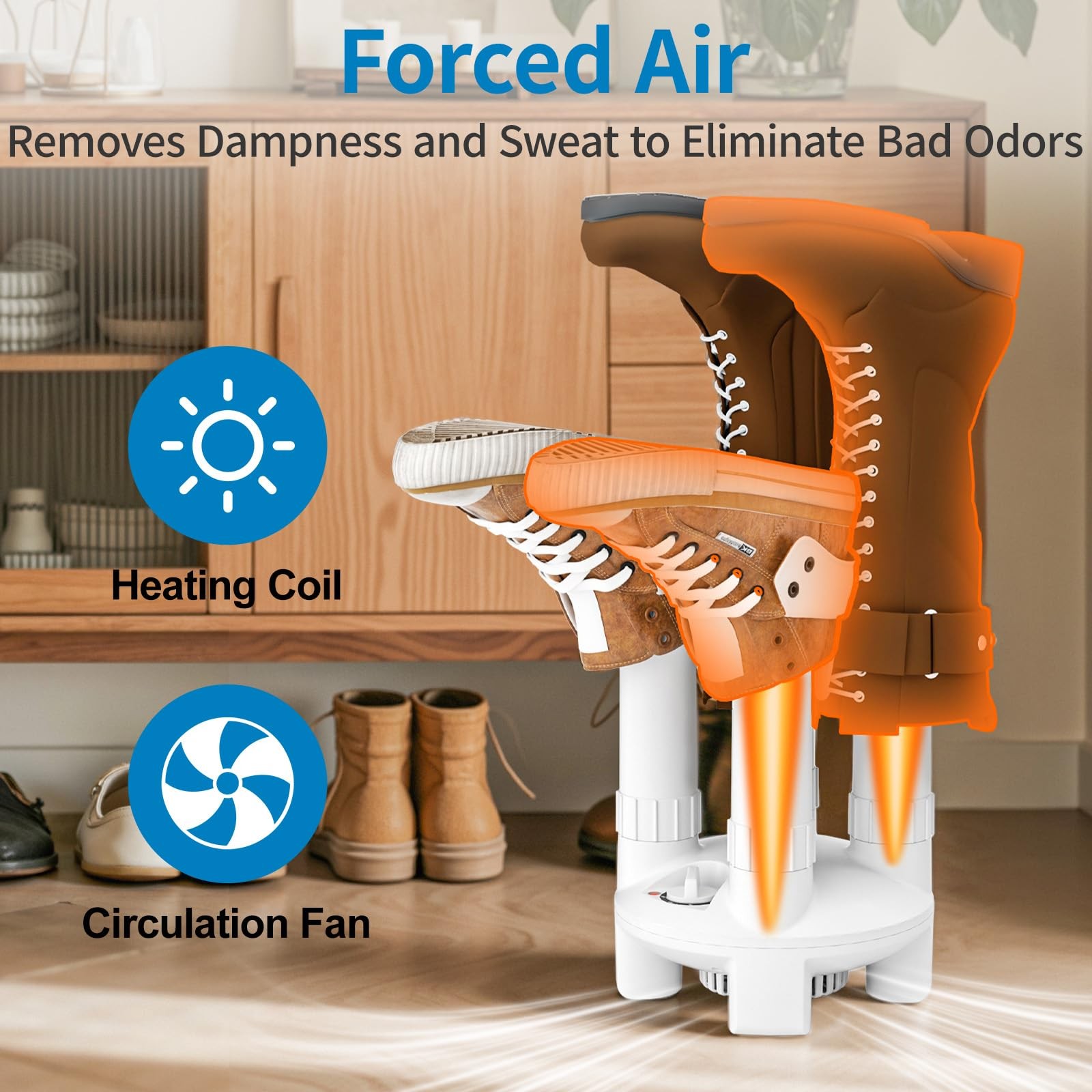 LAVIEAIR Boot Dryer, Shoe Dryer and Glove Dryer with Timer and Fan, White