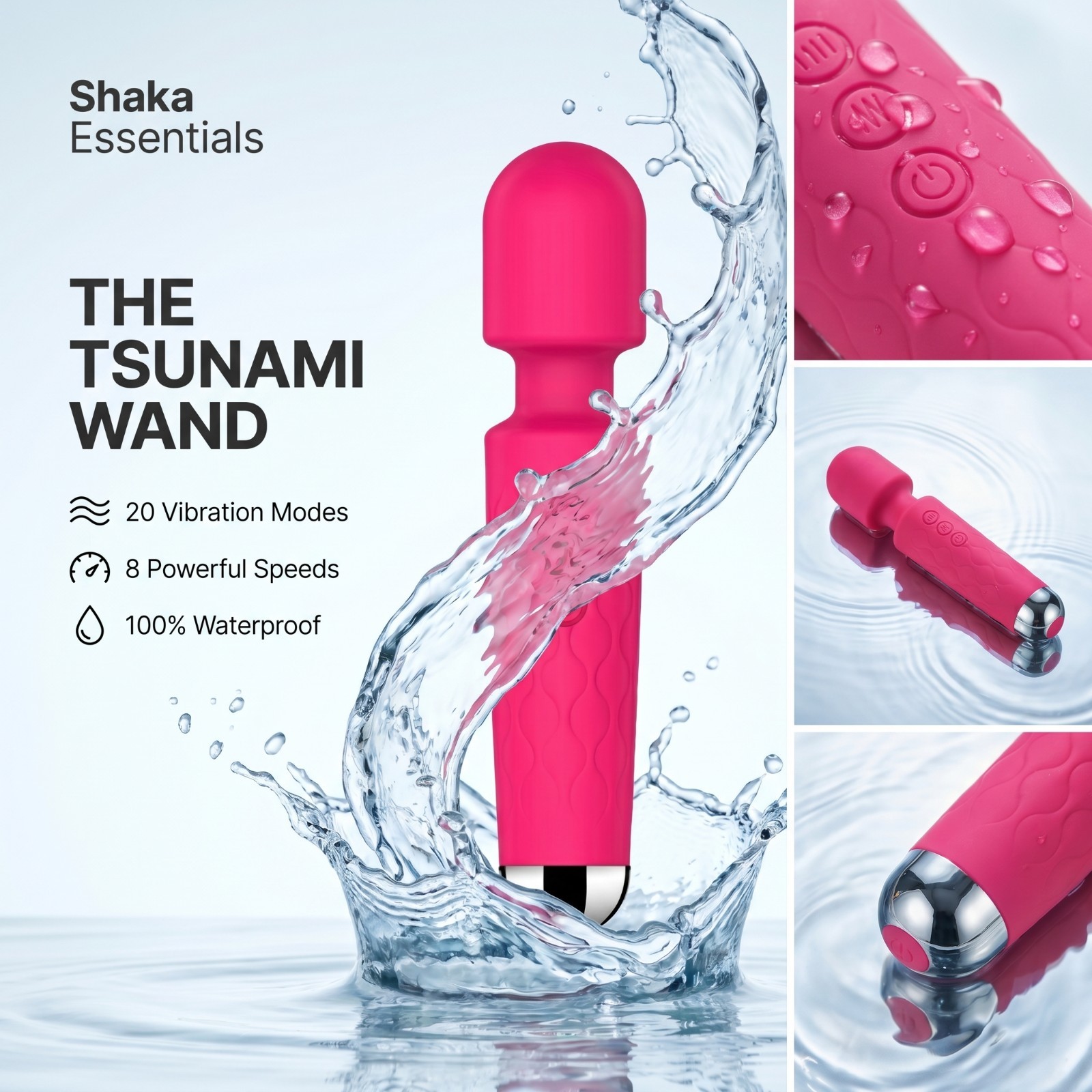 Vibrator Wand Sex Toy Women 20 Mode 8 Speed G-Spot Clit Stimulator Waterproof
