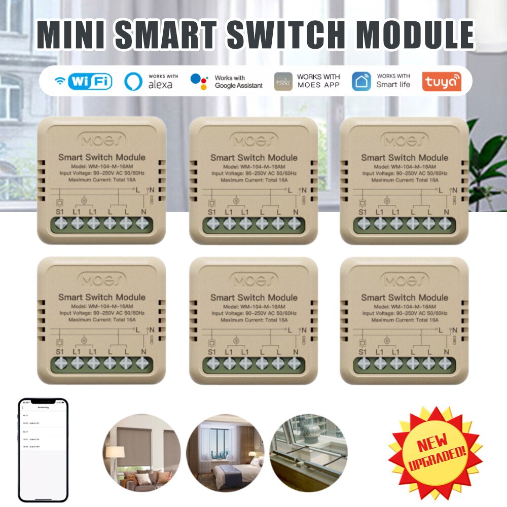 MOES WiFi Smart Mini Switch Module 16A Energy Monitor Alexa Google APP Remote US