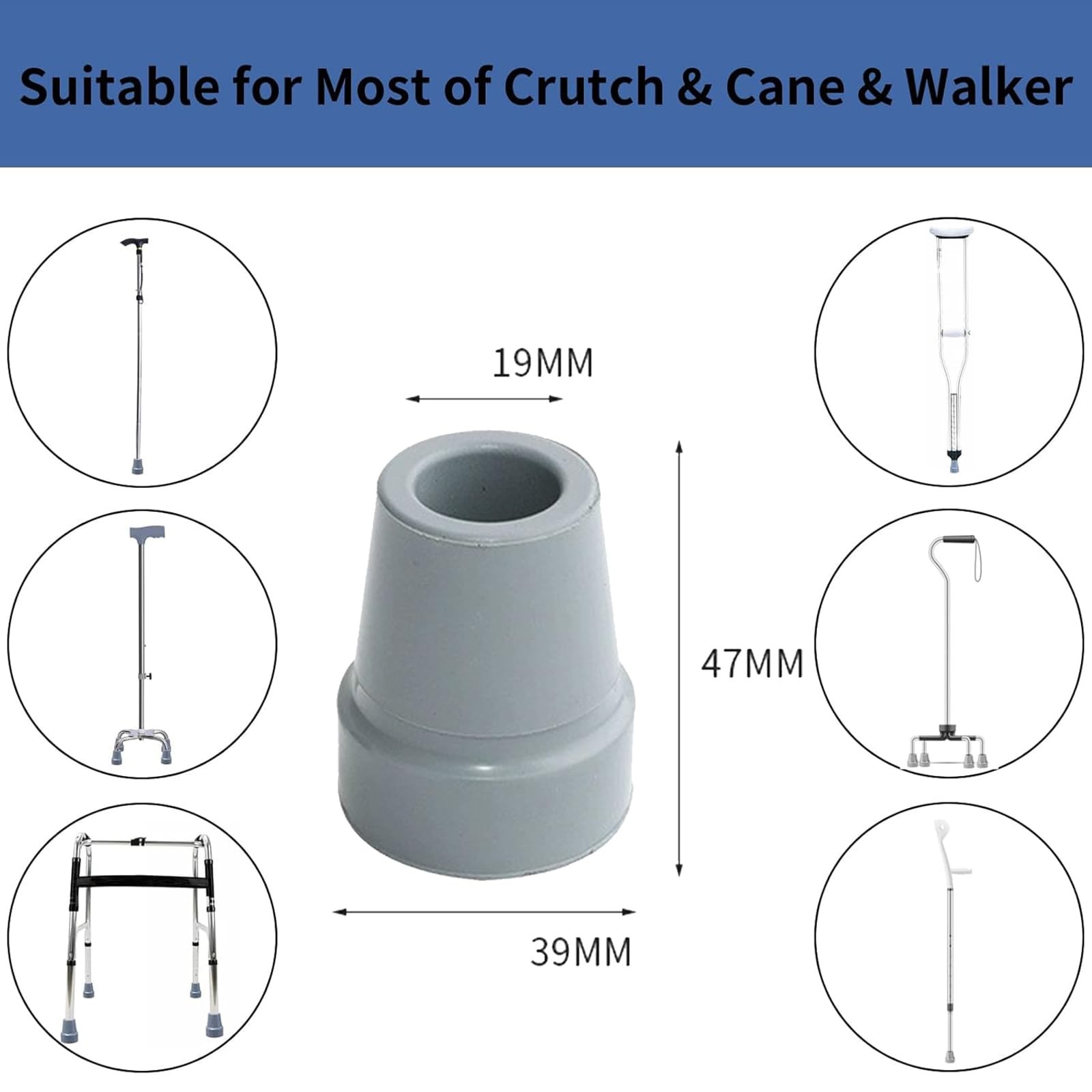 Crutch Tips, 8-Pack 3/4 Inch Upgrade Heavy Duty Rubber Crutch Accessories Replac