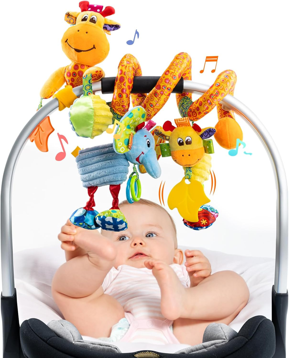 Crib Stroller Car Seat Toys for Baby 0-3-6-9-12 Months, Tummy Time Hanging Senso