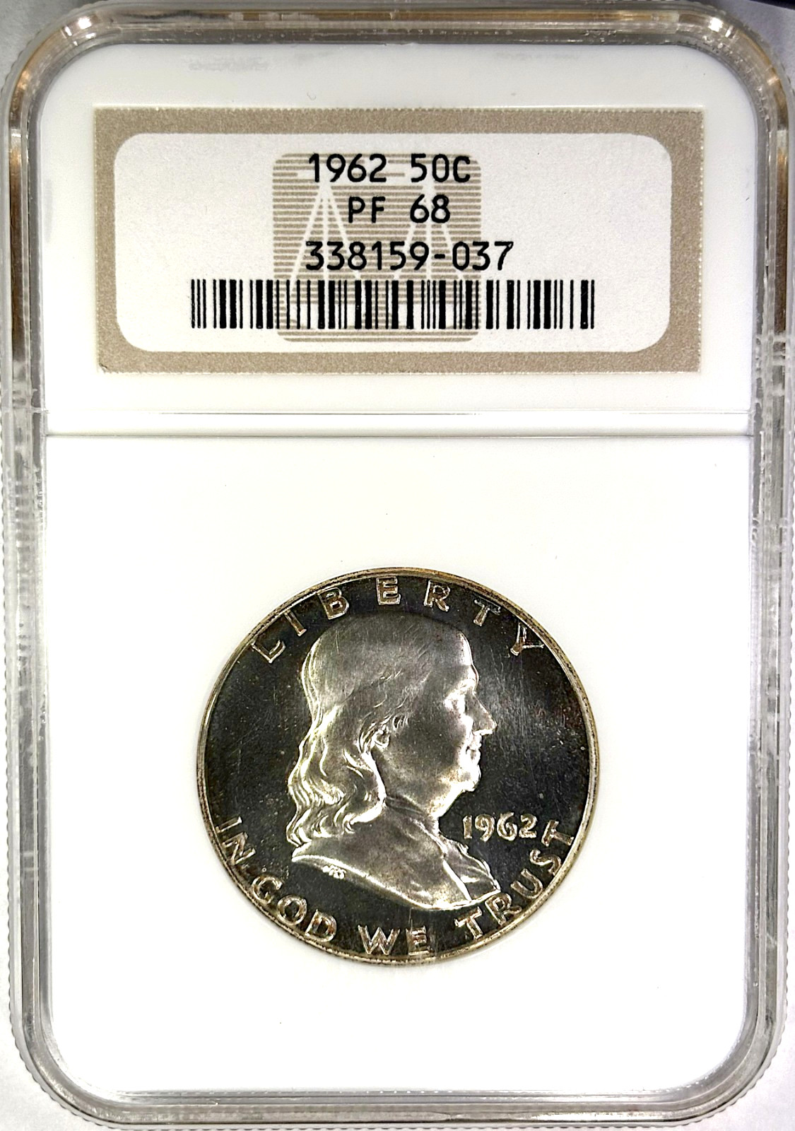 1962 50C NGC PF68 SILVER FRANKLIN ~ CAMEO OBV & RIM COLOR!