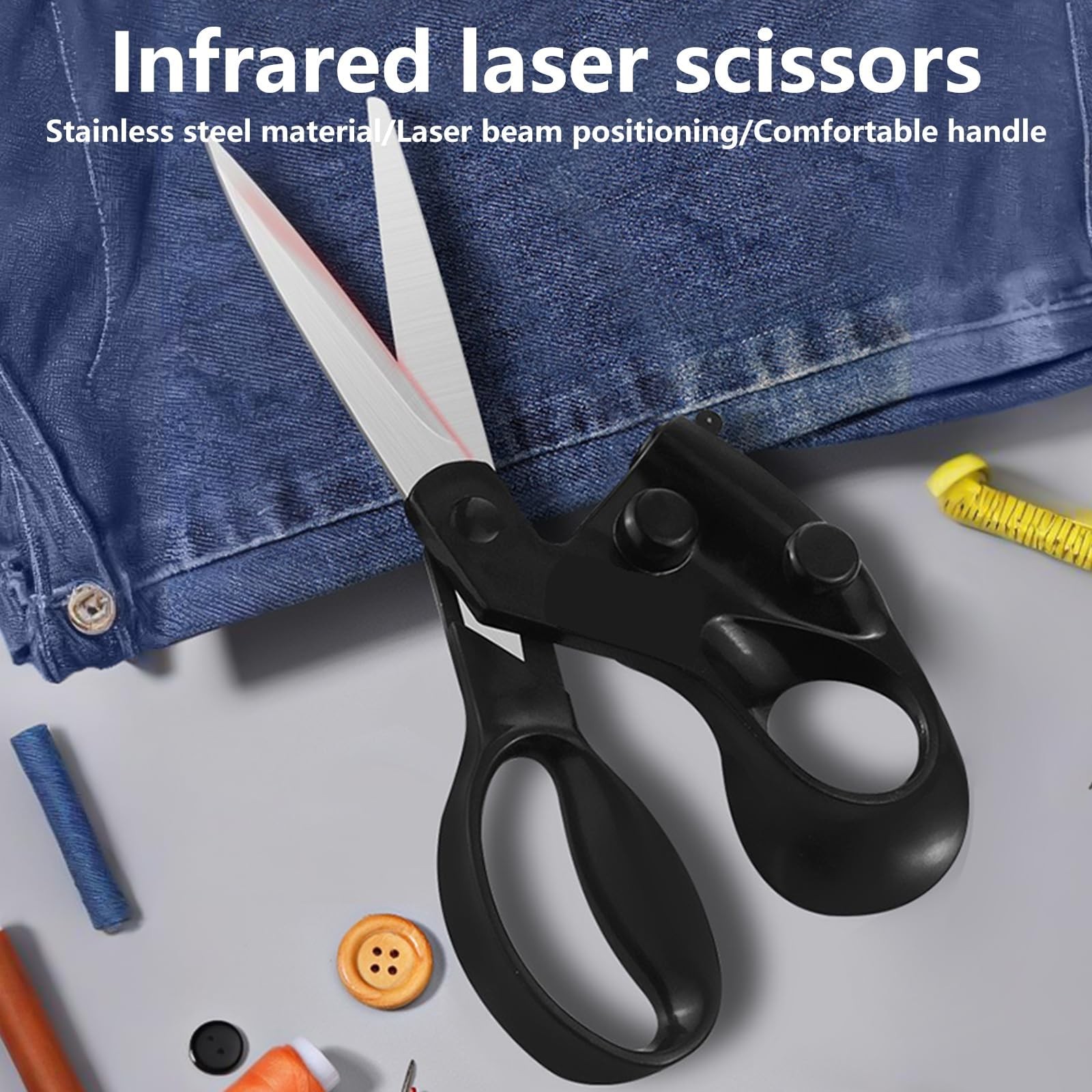 Professional Laser Guided Scissors, Cuts Straight Fast Guide Light Scissor, M...