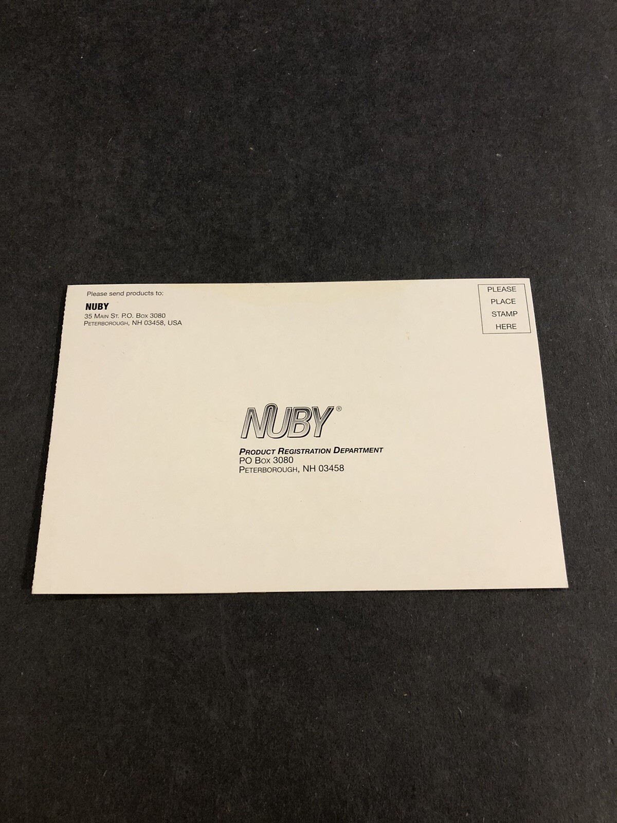 nuby playstation Registration Card Insert