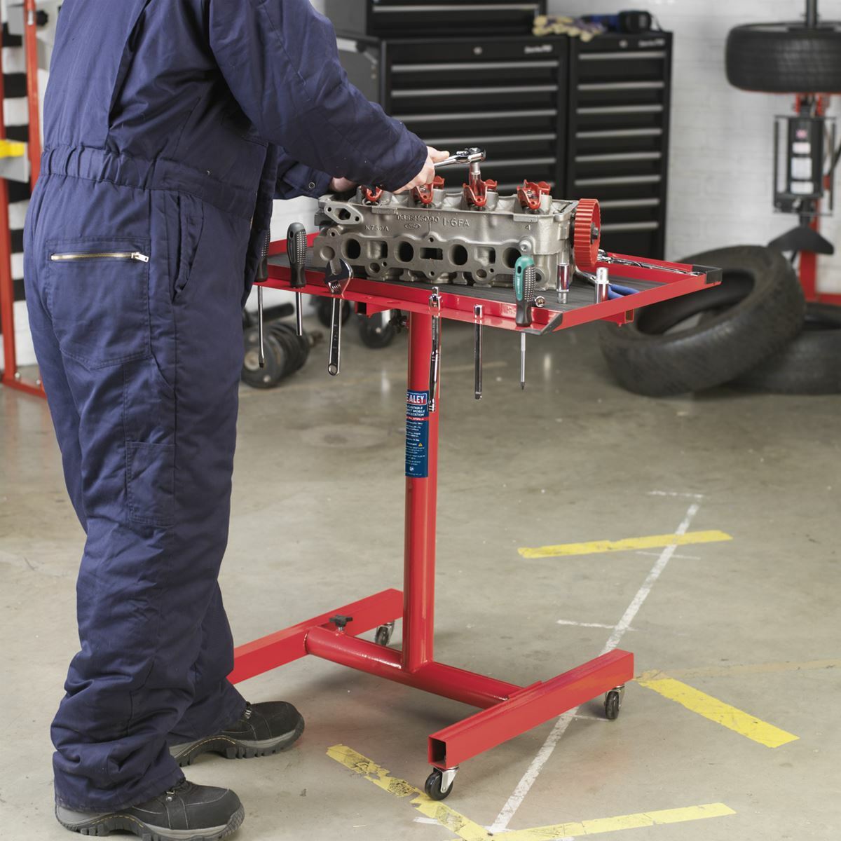 Sealey Mobile Workstation Adjustable-Height Workshop Warehouse Workbench