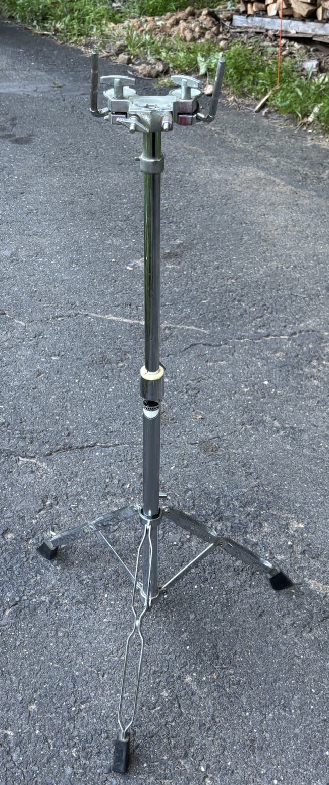70s 80s Ludwig Heavy Duty  Double Tom Drum Stand Rocker Black White