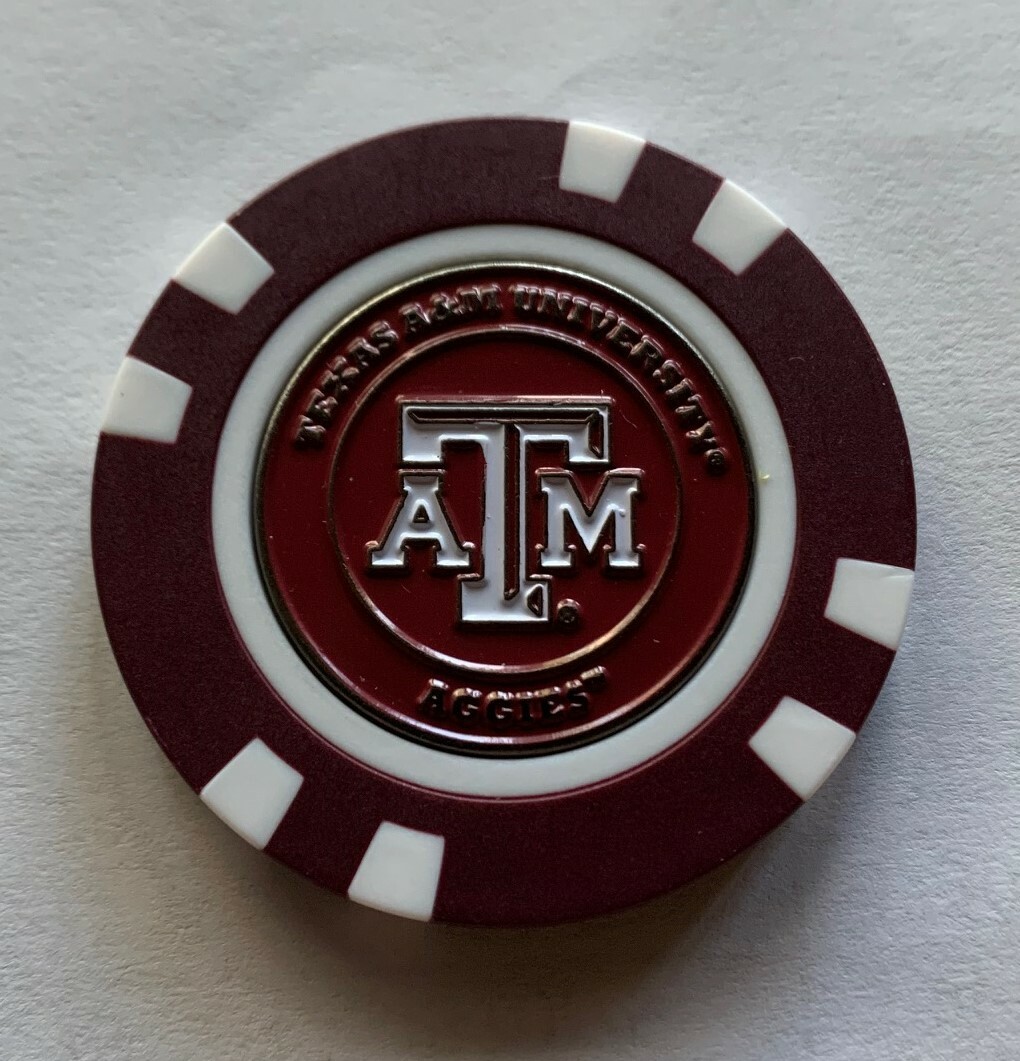 NCAA Texas A & M Magnetic Poker Chip removable Golf Ball Marker