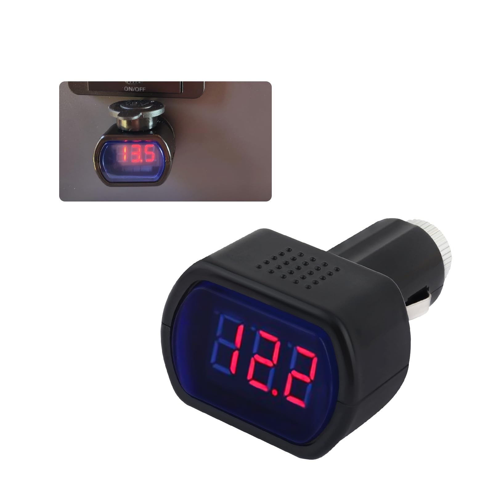 Car LED Cigarette Lighter Voltage Meter with Digital Display,12V/0.1A 1PC