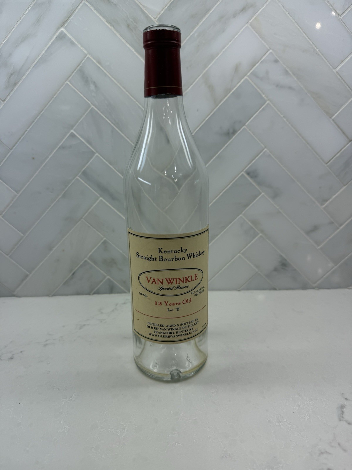 VAN WINKLE SPECIAL RESERVE 12 YEAR LOT "B" EMPTY BOTTLE - *UNRINSED* - *NO TOP*